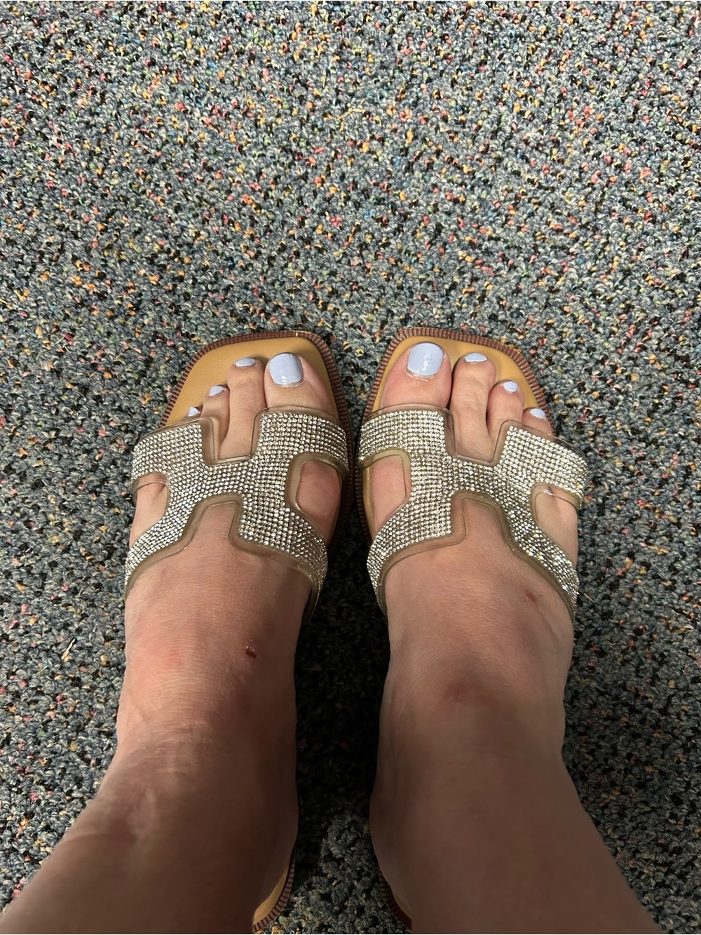 Madden Girl Crystal Embellished Gold Slide Sandals